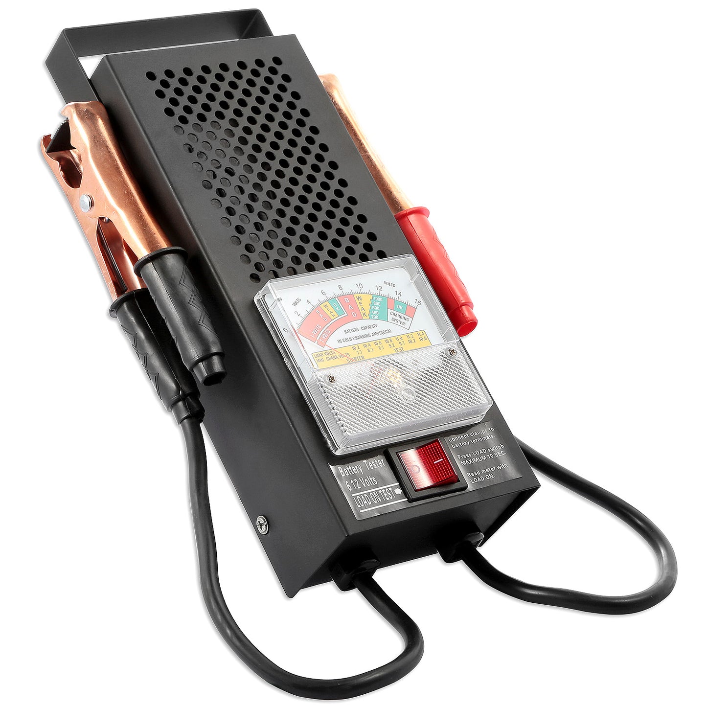 Battery Load Tester 6-12V 100A Battery Tester with Heavy Duty Insulated Copper Clips Carrying Handle for Automotive Repair - Black -