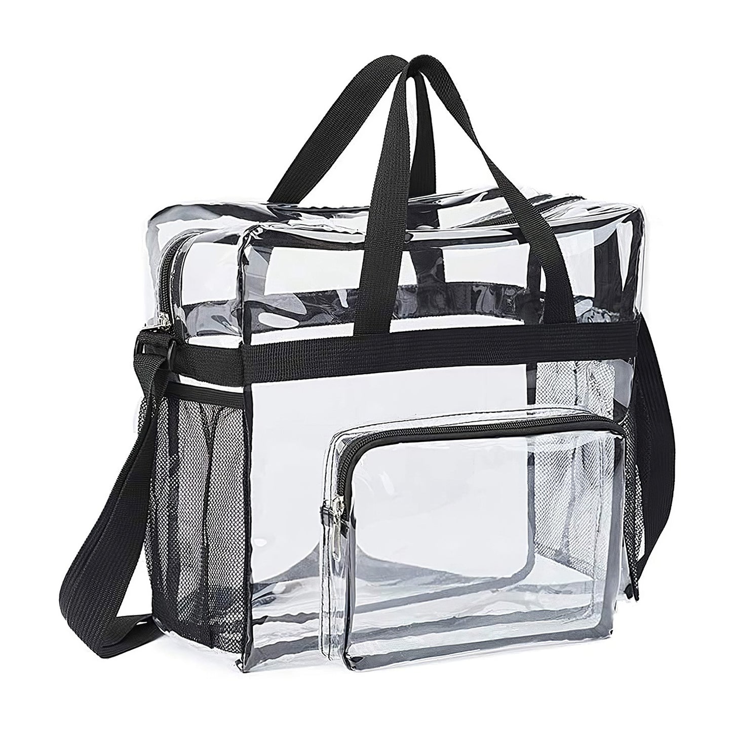 Clear Crossbody Bag Stadium Approved Clear Transparent Shoulder Bag See Through Zip Pouch Tote Bag Handbag with 11LBS Load - Black -