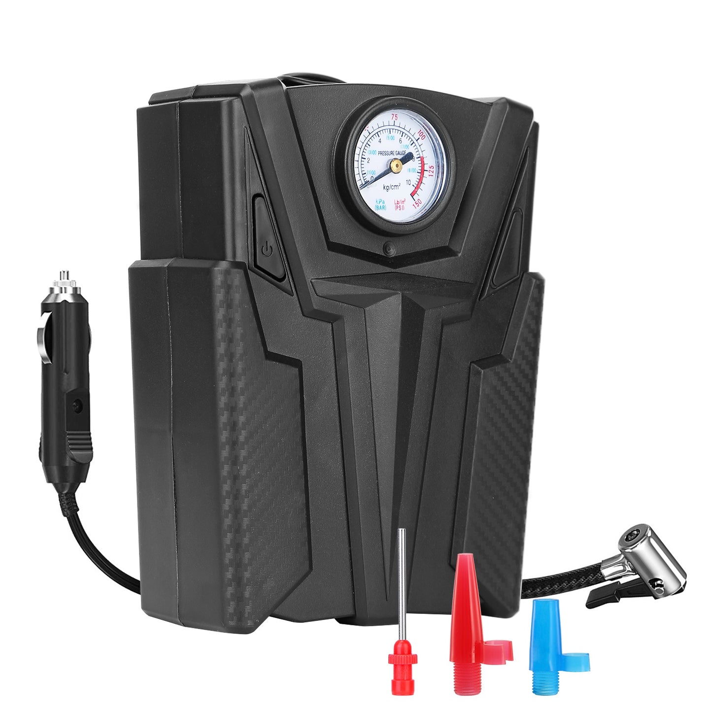 Car Tire Air Pump Portable Air Compressor Pump DC 12V Car Tire Inflator Pump For Bicycle Motorcycle w/ Pointer - Black -