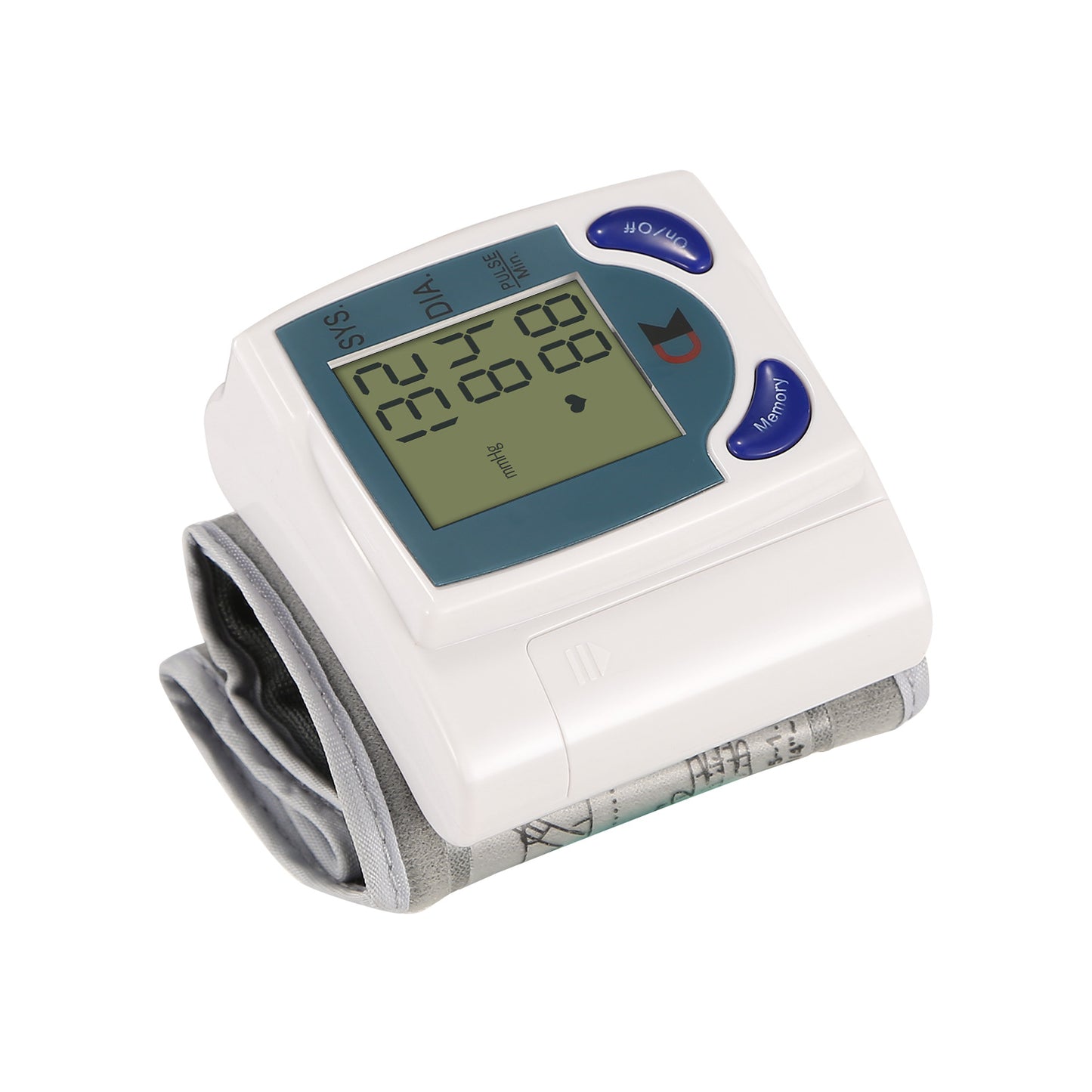 Blood Pressure Monitor Wrist Digital High Blood Pressure Cuff Heartbeat Tester w/ 60 Reading Memory 1.8 Inches LCD Screen Storage Box - White -