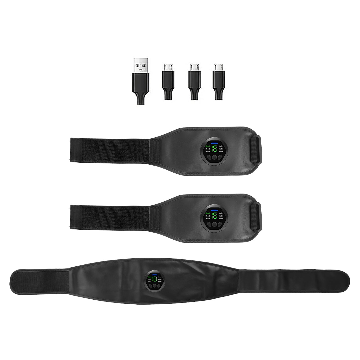 Muscle Stimulator Abdominal Toning Belt ABS Training Fitness Equipment Waist Trimmer Belt Muscle Toner with 6 Modes 18 Intensity Levels for Men Woman - Black -