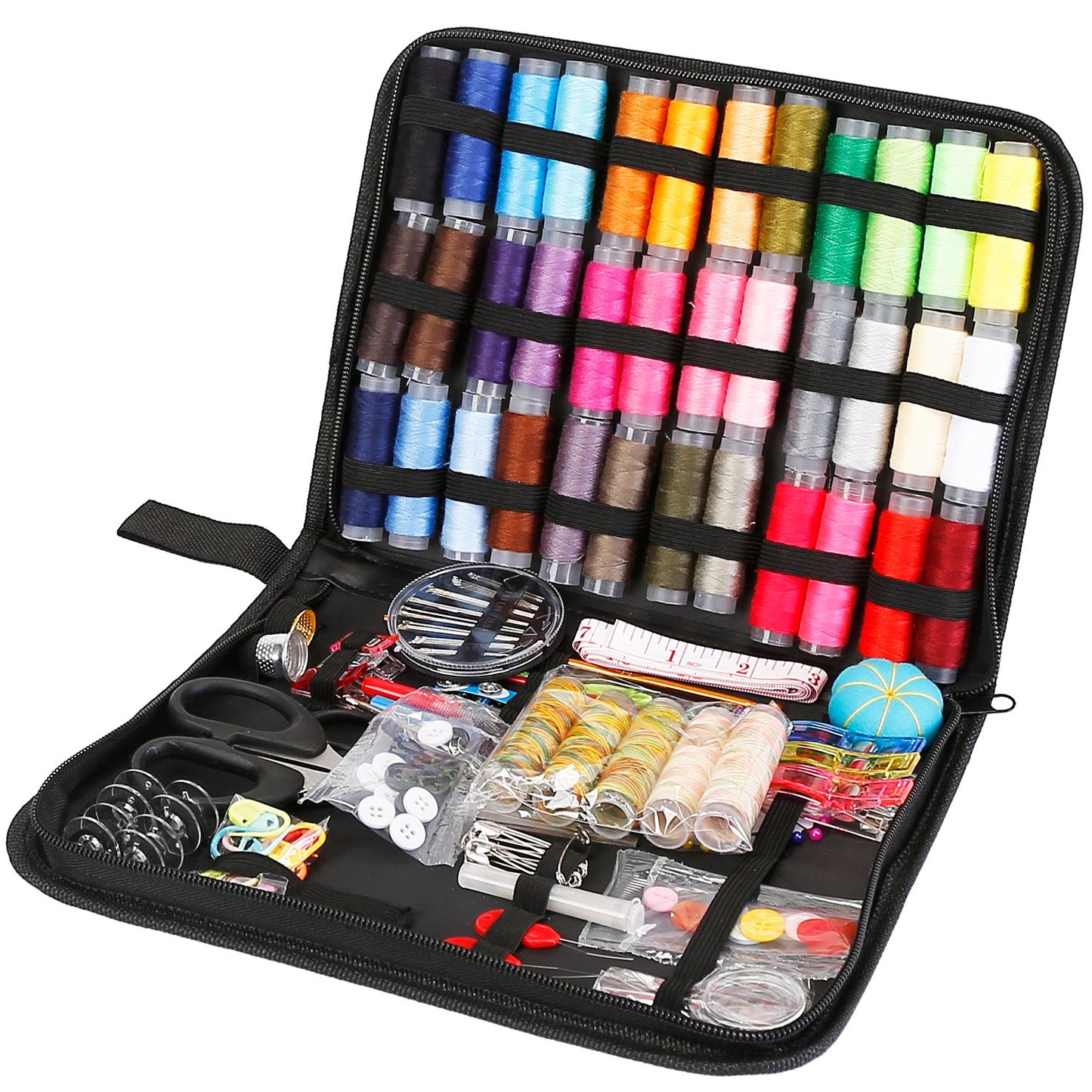 206Pcs Travel Sewing Kit DIY Sewing Supplies Needles Thread Stitching Kit with Scissors Thimble Tape Measure for Adults Kids Beginners Travelers