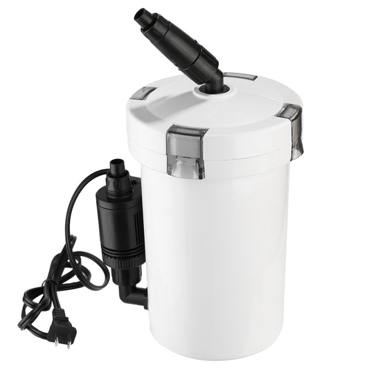 3-Stage External Canister Filter for 28 Gallon Aquarium Fish Tank 105gph 6W Easy Installation Silent - White -