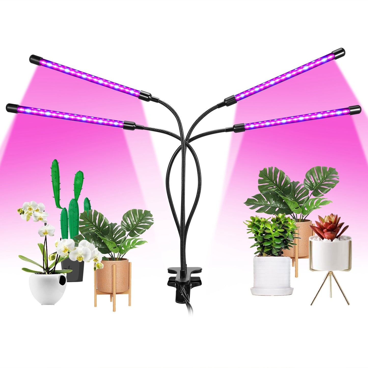 Grow Lights for Indoor Plants, 80W 80 LEDs Plant Lights with Red Blue Full Spectrum 10 Dimmable Level 360°Adjustable Gooseneck 3/6/12H Timer
