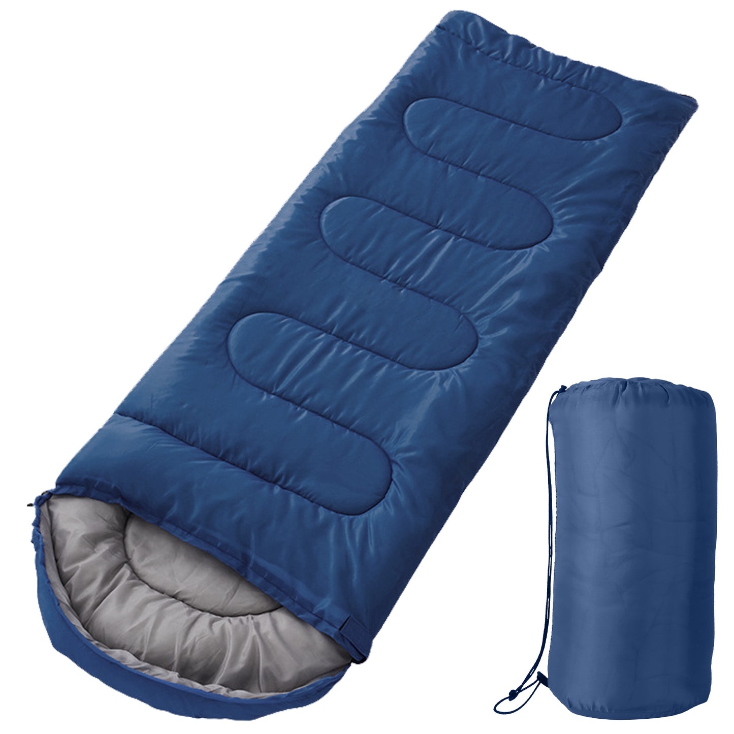 Camping Sleeping Bags for Adults Teens Moisture-Proof Hiking Sleep Bag with Carry Bag 32-50? for Spring Autumn Winter Seasons - Navy Blue -