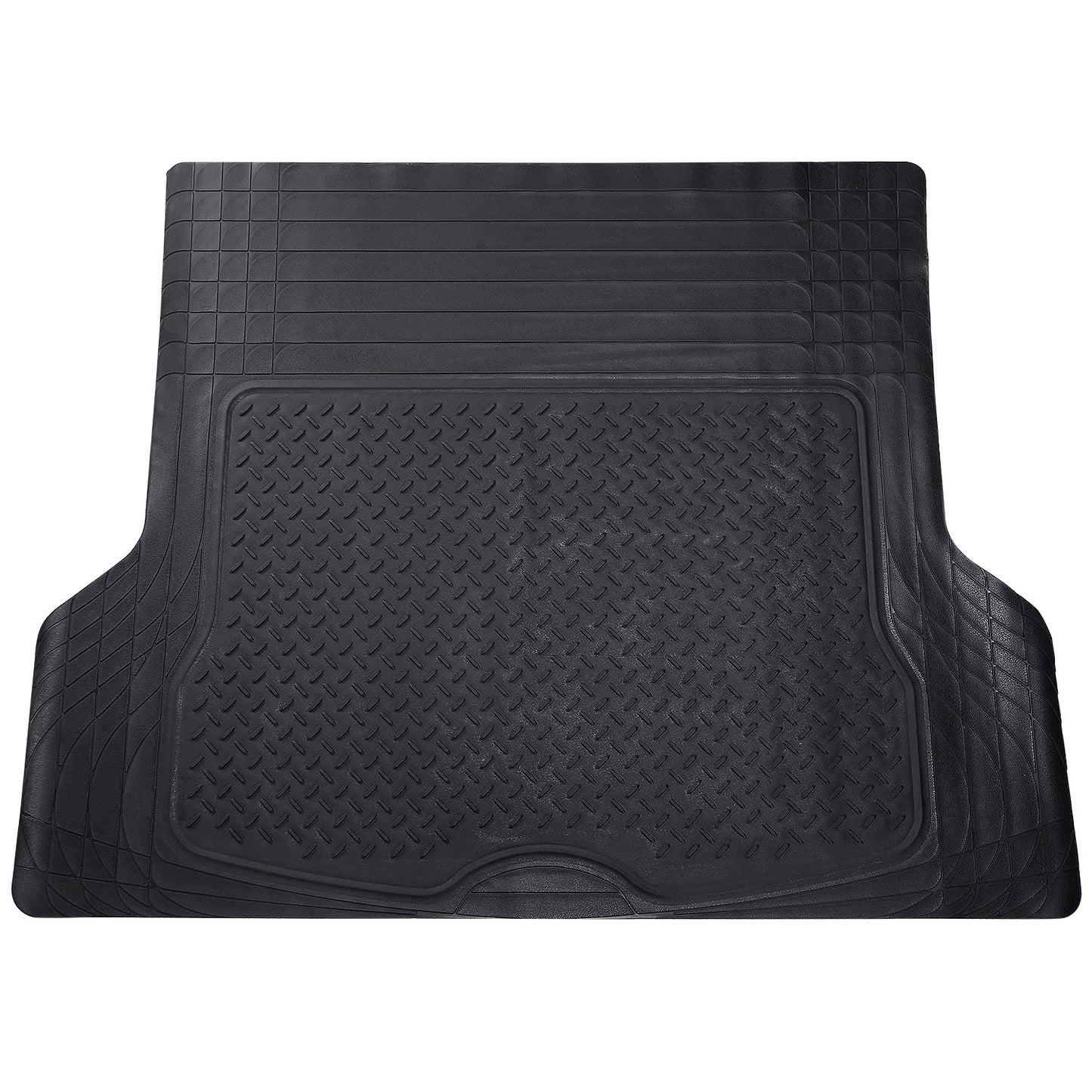 Universal Trunk Cargo PVC Floor Mat w/ Natural Rubber Material Heavy Duty Rubber Anti-Slipping Waterproof Easy Clean Cushion Kit - Black -