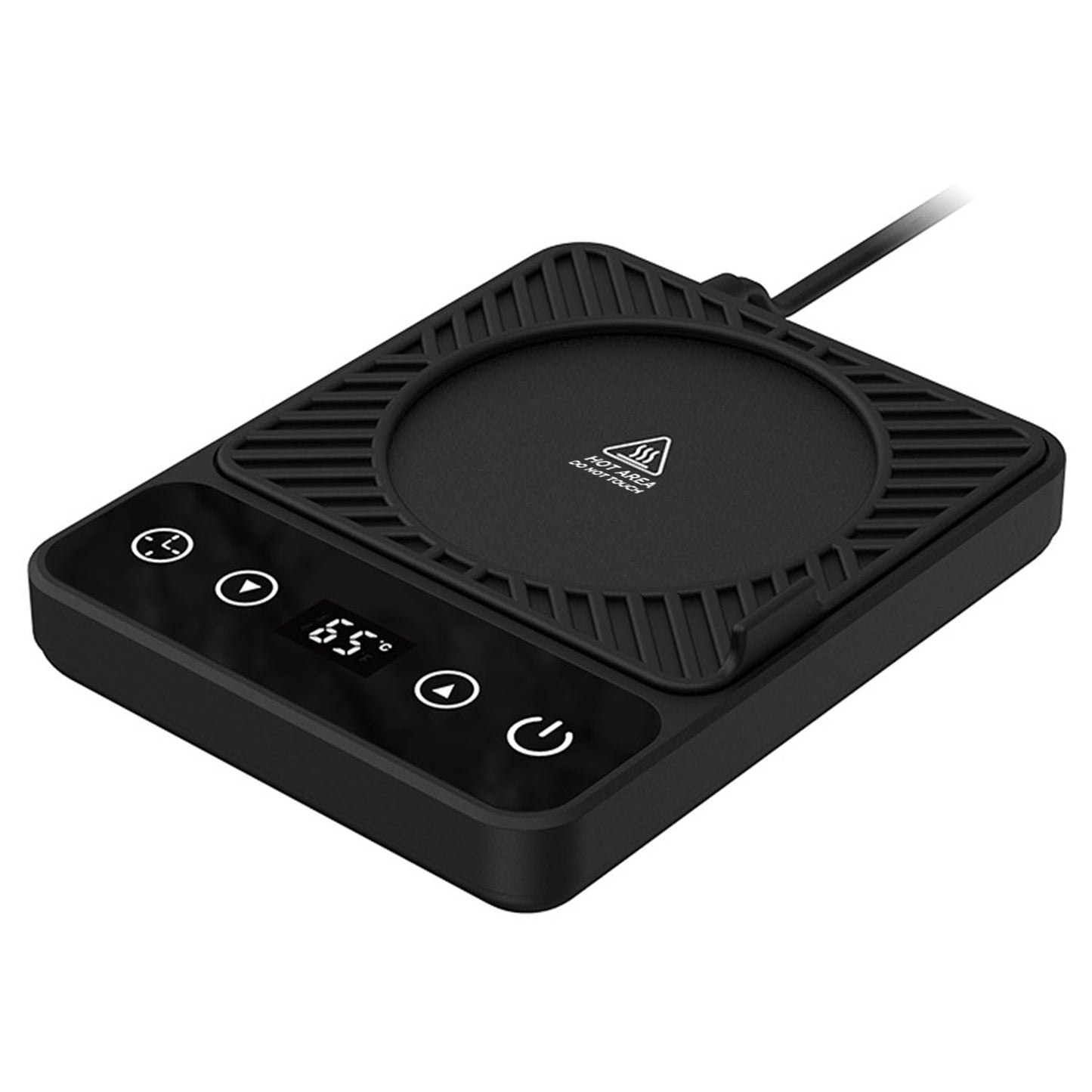 Desktop Electric Mug Warmer Auto Shut Off Timer Setting 6 Temperature Levels Cup Warmer for Milk Tea Cup Heating Plate - Black -