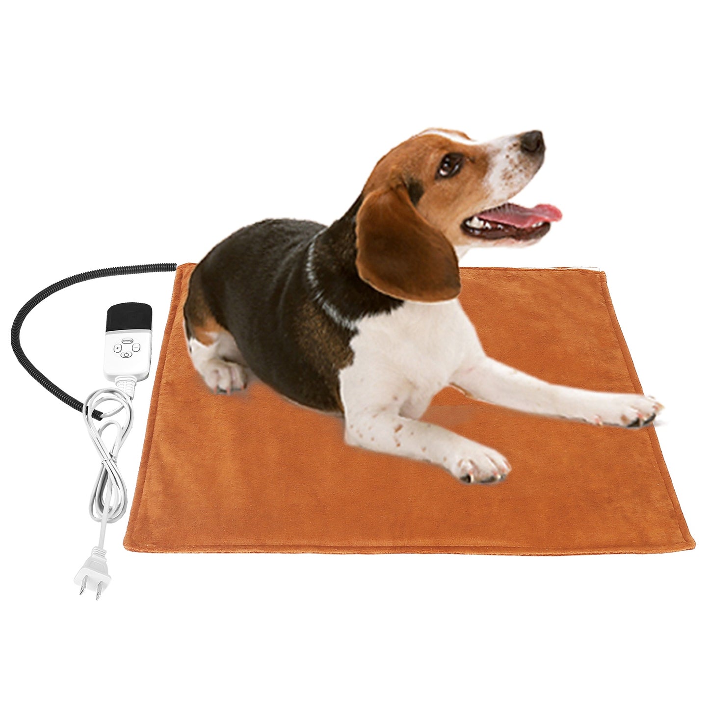 Pet Heating Pad Waterproof Electric Heating Mat Warming Blanket with 9 Heating Modes 4 Timer Settings Washable Cover Chew Resistant Cord Case - Brown -