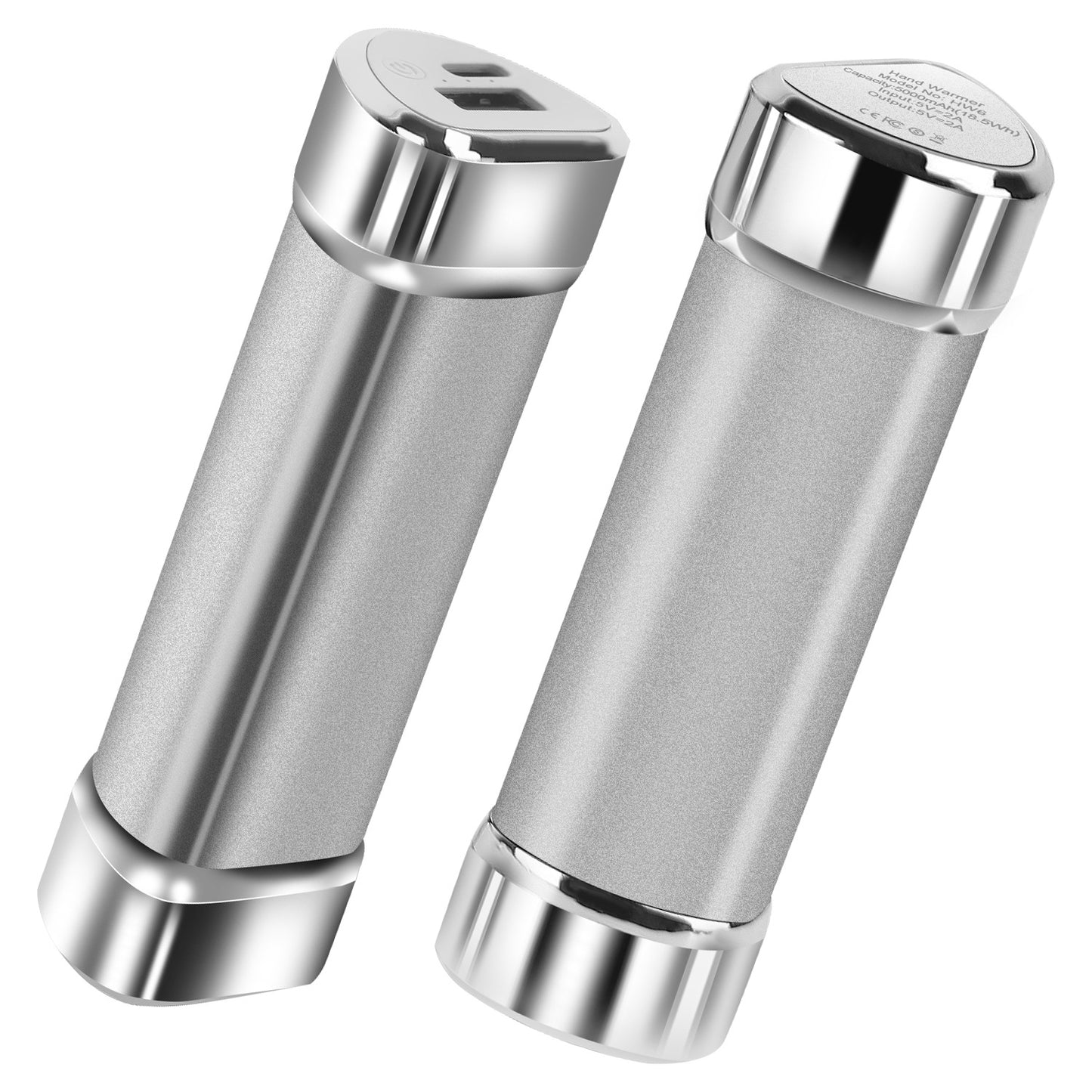 2 Packs 10000mAh Split-Magnetic Handwarmers 2 in 1 Portable Electric Pocket Heater Power Bank Portable Charger with 3 Heating Levels for Camping Hunt - Silver -