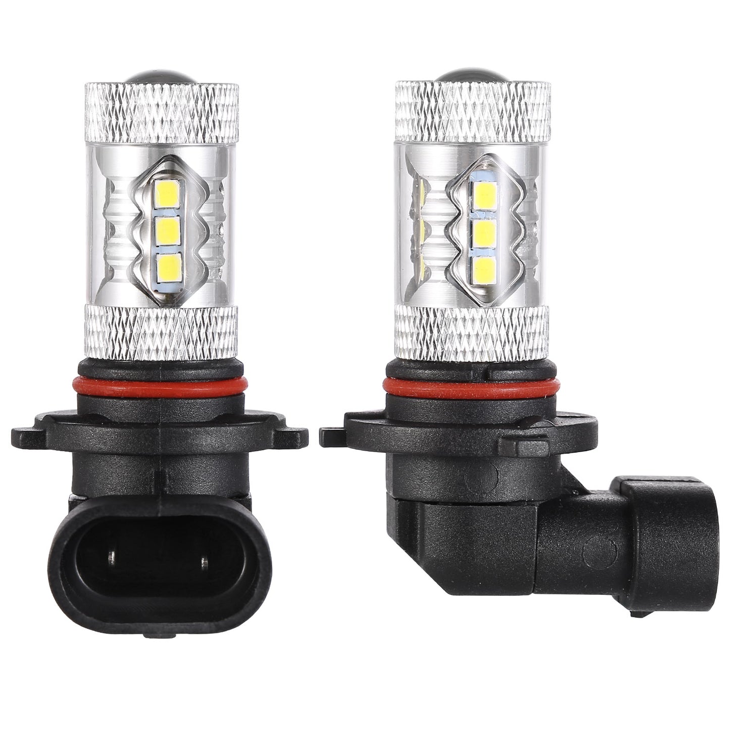 2PCS 980LM 80W 9006 HB4 LED Fog DRL Light Bulb IP68 Waterproof 16 2835 LEDs 360° Beam Angle 6000K White - Black -