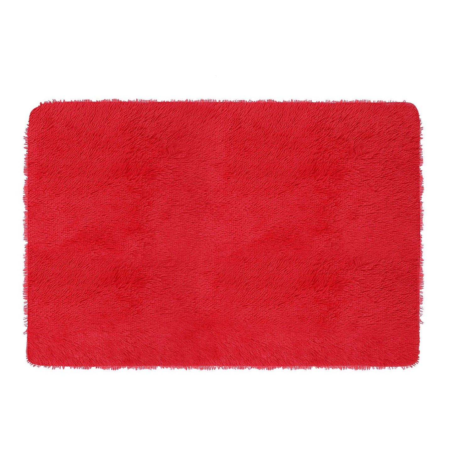 Fluffy Bedroom Rug 4’ x 2.6’ Anti-Skid Shaggy Area Rug Decorative Floor Carpet Mat for Nursery Bedroom Living Room - Red -