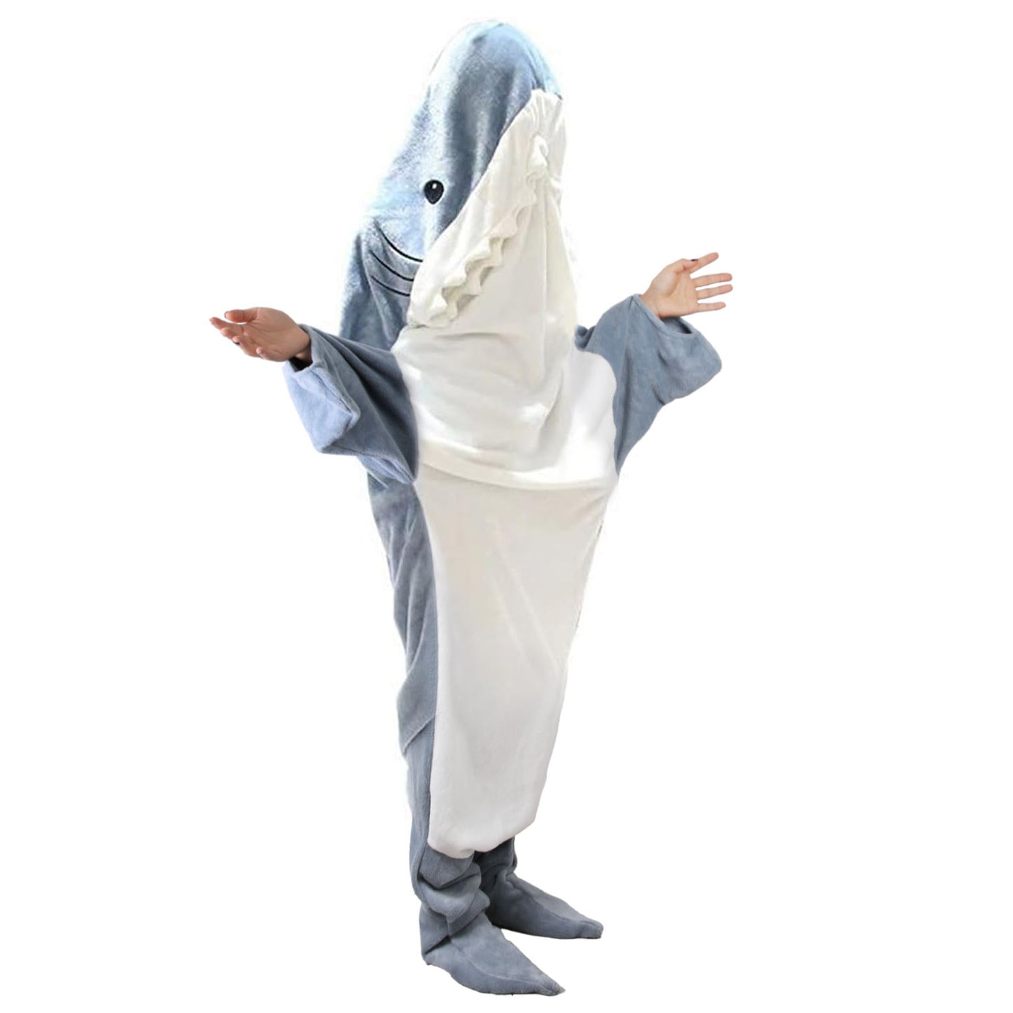 Wearable Shark Sleeping Bag Shark Onesie X-XXL Size Soft Comfortable Flannel Blanket With Zipper Suitable For Adult Children Height 4.2FT to 5.5FT - - 190cm