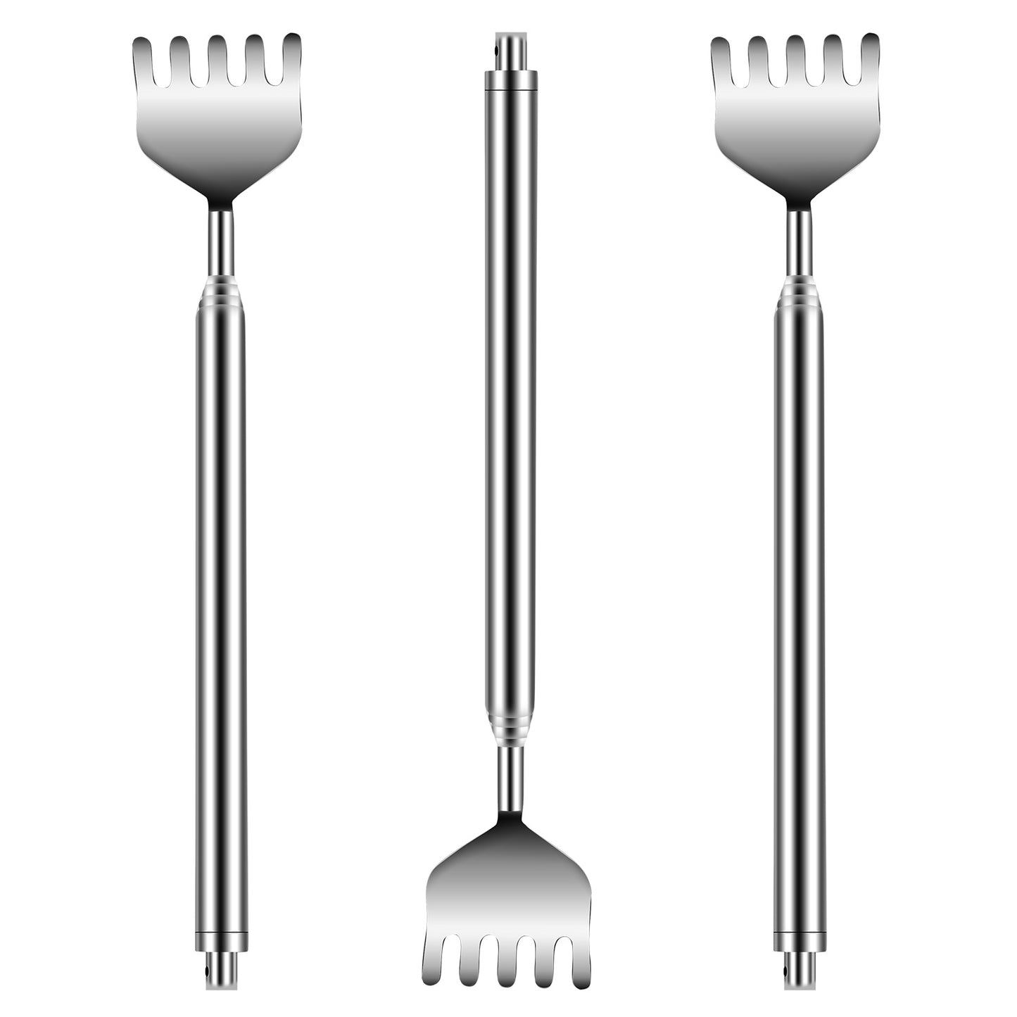 3pcs 20" Telescopic Back Scratcher Stainless Steel Extendable Bear Eagle Claw Massager