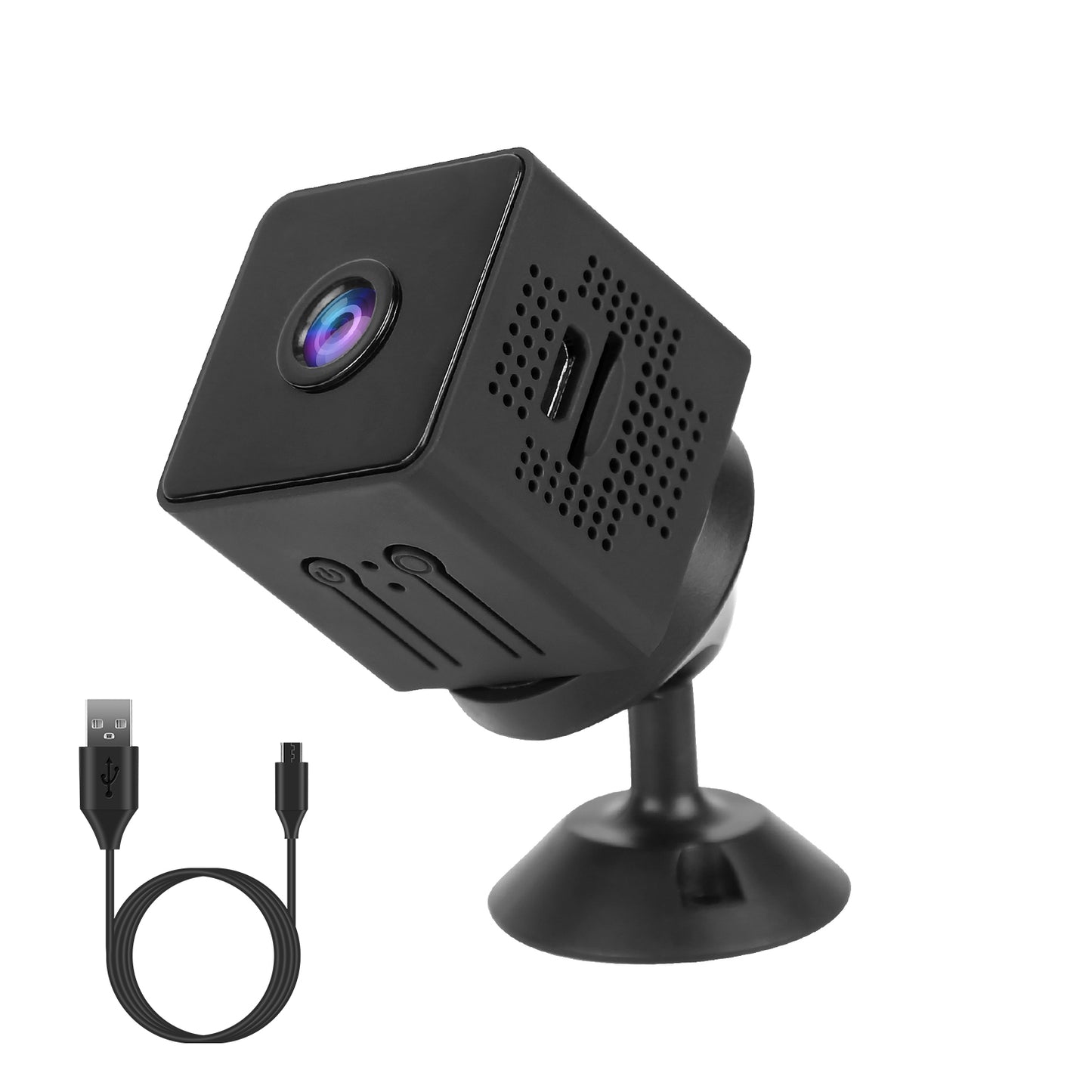 1080P 2.4G WiFi Mini Security Camera for Pet Baby Monitor Compact Wireless Camera with PIR Motion Detection Night Vision App Control 32G MMC Card Stor - Black -