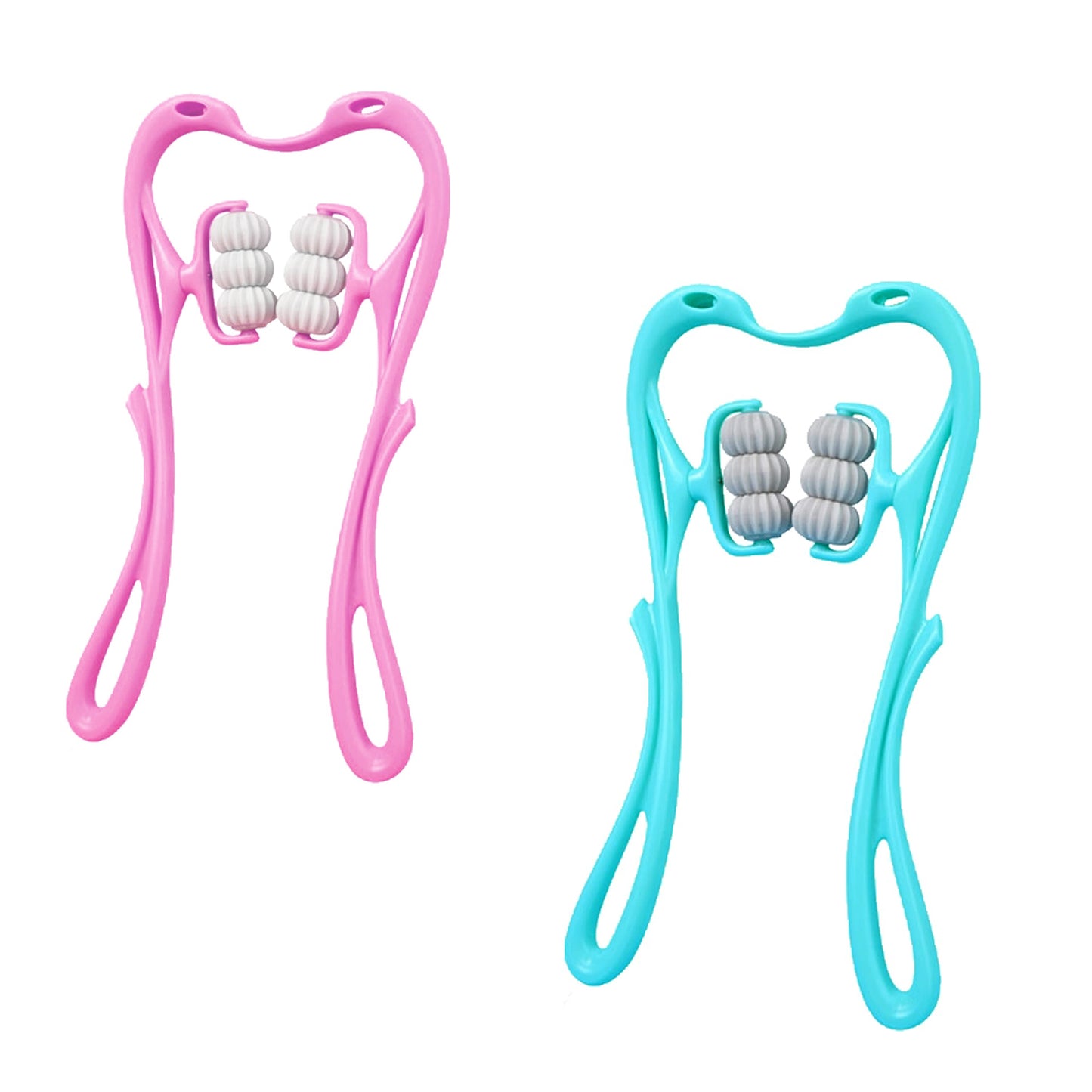 Neck Roller Massager 360º Rotatable Trigger Point Roller Portable Massager with 6 Balls for Neck Leg Thigh Foot Pain Relief - Blue -