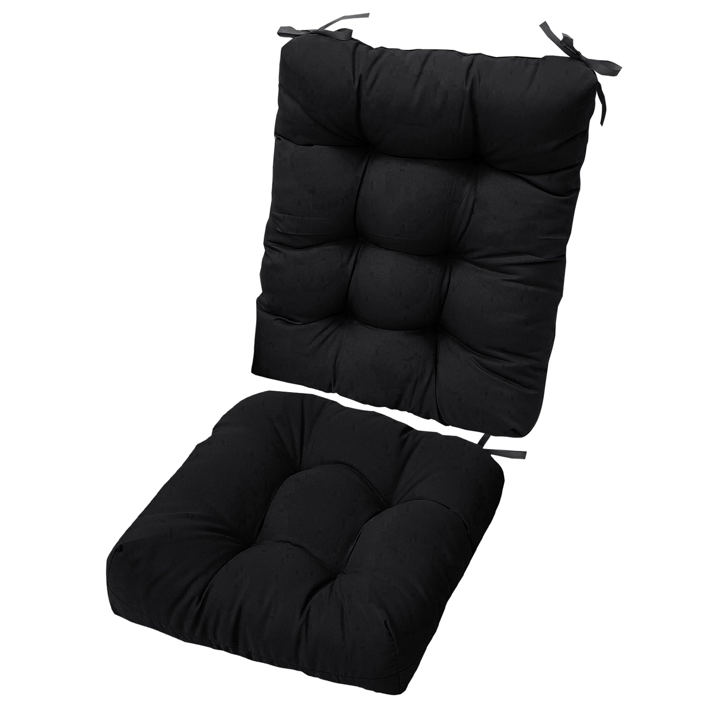 Rocking Chair Cushion 2 Pieces Back Seat Sets with Non-Slip Ties Polyester Fiber Filling
Comfortable for Indoor Home Office Car - Black -