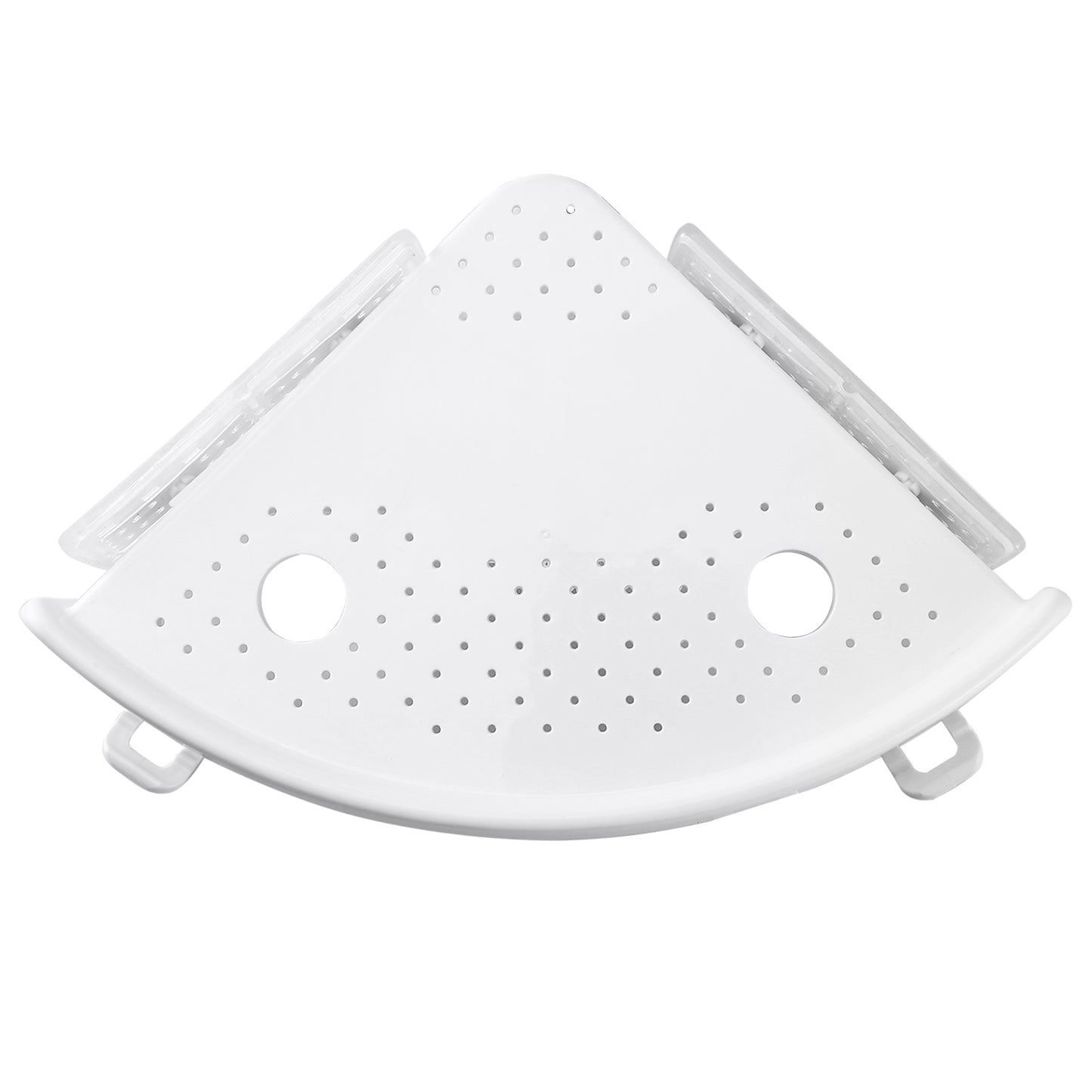 Bathroom Corner Storage Rack Triangular Shower Shelf Bath Wall Mount Rack Storage Holder Organizer No Drill Tool-Free - White -