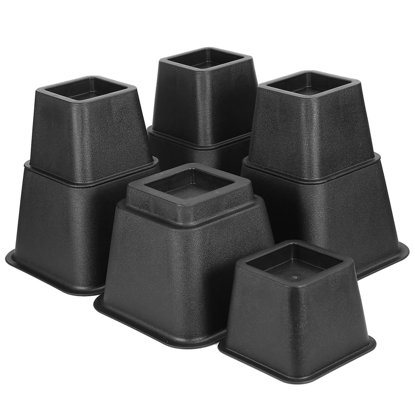 8Pcs Furniture Risers 500kg 1100lbs Capacity Bed Lifters Adjustable Couch Table Chair Risers - Black -