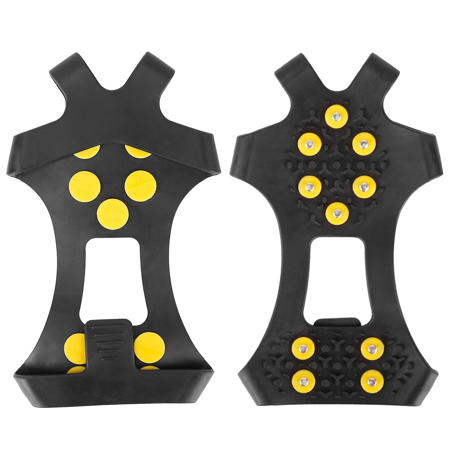 Ice Snow Grips Anti Slip Over Shoe Spikes Boot Traction Cleat Portable Ice Grippers Footwear w/ 10 Steel Studs - Black - Large