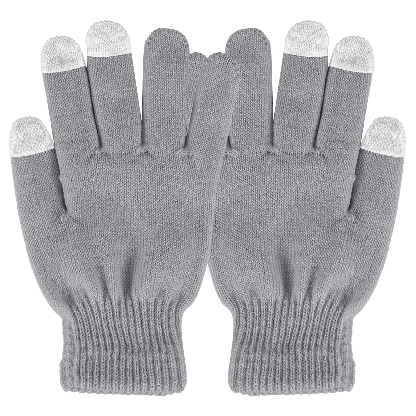 Unisex Winter Knit Gloves Touchscreen Outdoor Windproof Cycling Skiing Warm Gloves - Gray -