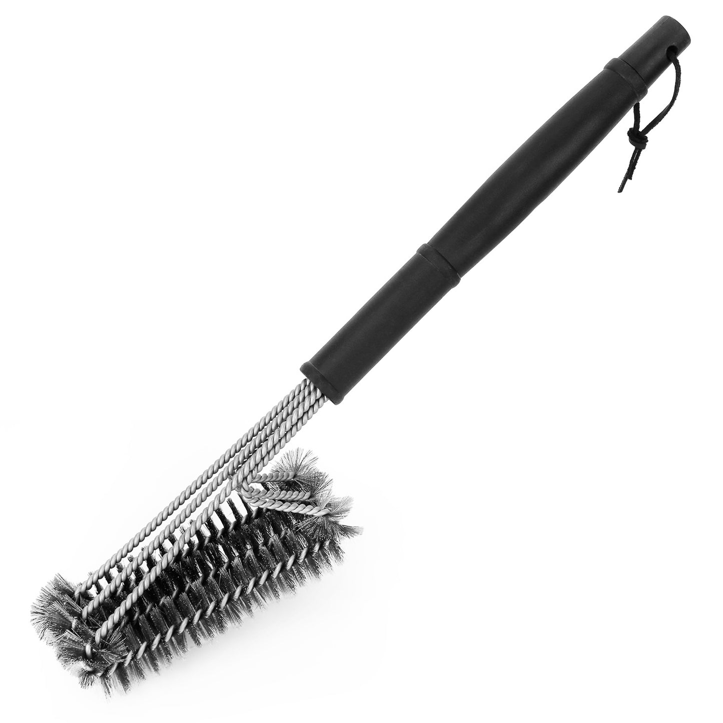 BBQ Grill Cleaning Brush Stainless Steel Barbecue Cleaner w/ 18in Suitable Handle Stiff Wire Bristles for Grill Cooking Grates - Black -