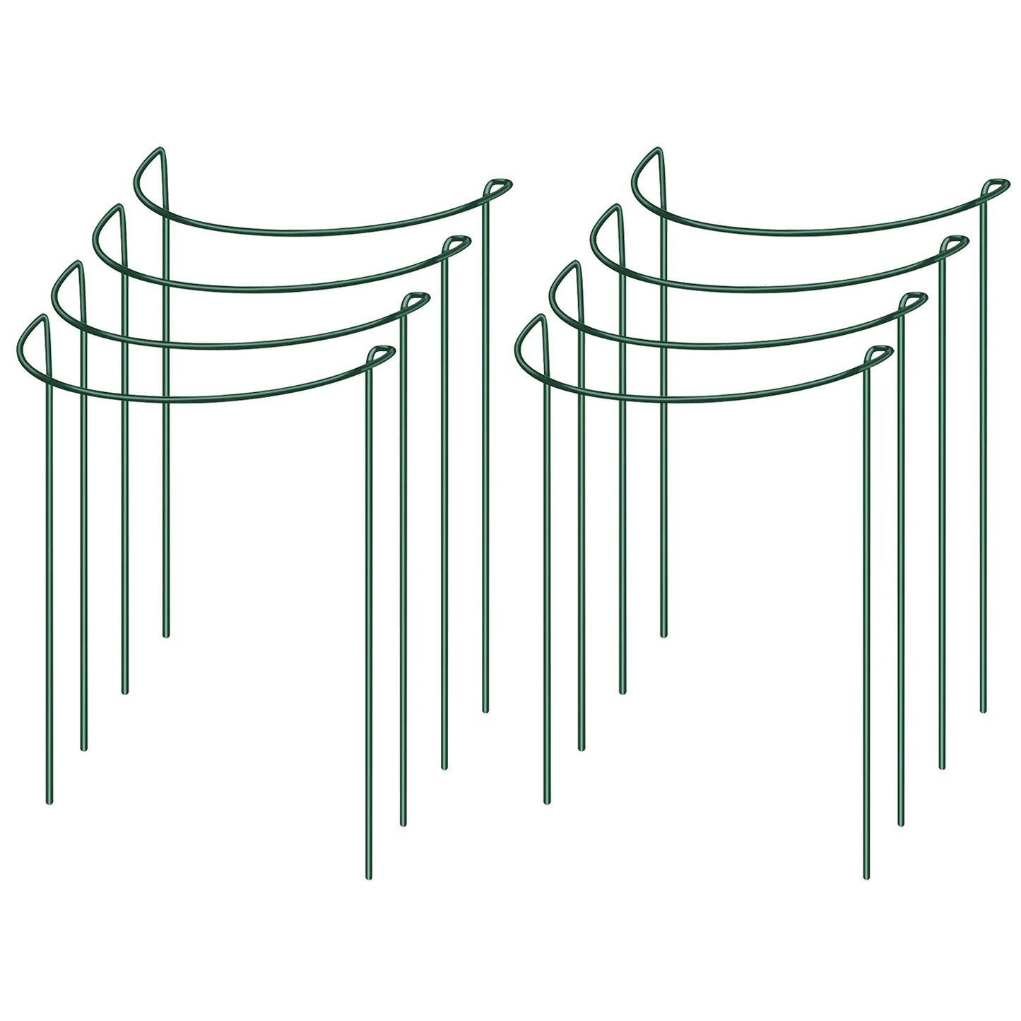 8Pcs Garden Plant Support Stake Half Round Iron Garden Plant Support Ring Green Border Support Plant Ring Cage For Rose Flowers Vine Tomato Hydrangea