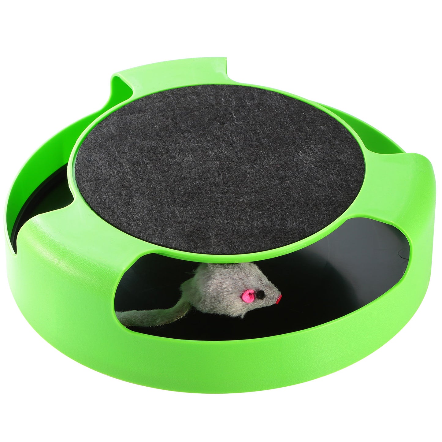 Cat Interactive Scratching Toy w/ Rotating Running Mouse Catching Plate Non-toxic Claw Kitten Toys - Green -