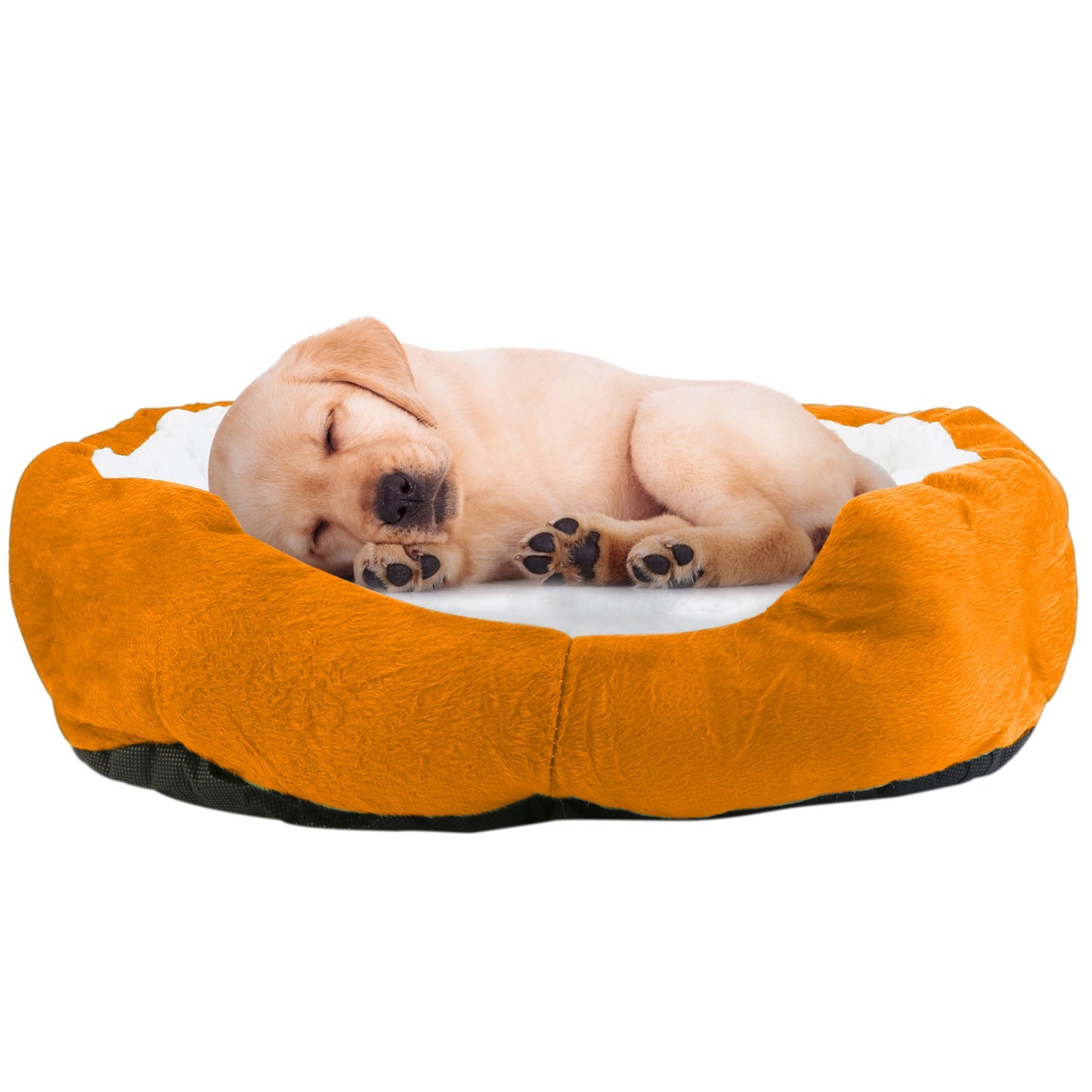 Pet Dog Bed Soft Warm Fleece Puppy Cat Bed Dog Cozy Nest Sofa Bed Cushion For S/M Dog - Orange -
