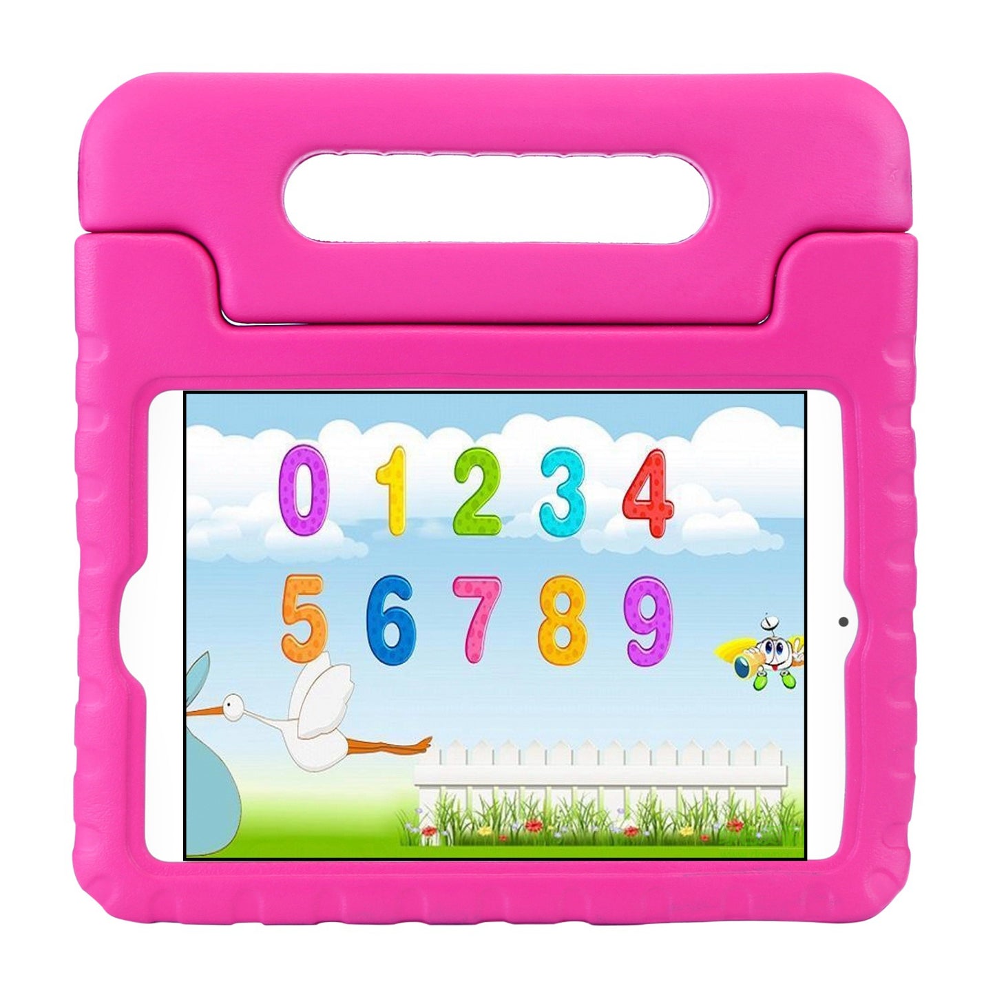 Protective Case Fit For iPad Mini 1 2 3 4 5 Shockproof Hard Kid Tablet PC Protection Cover W/ Foldable Handle - Pink - Mini