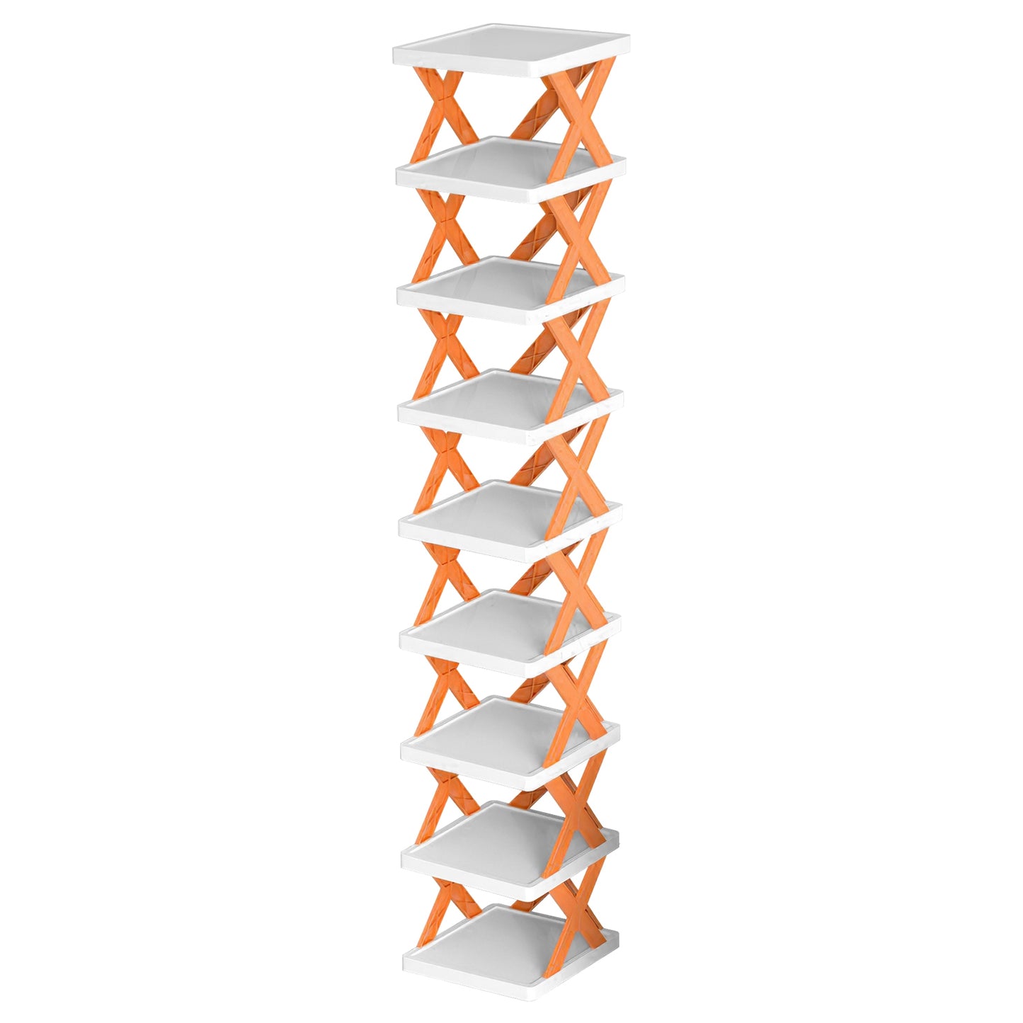 9Tier Narrow Entryway Shoe Rack Plastic Vertical Shoe Organizer Space Saving Free Standing Shoes Storage Shelf Closet Hallway - Orange - Orange