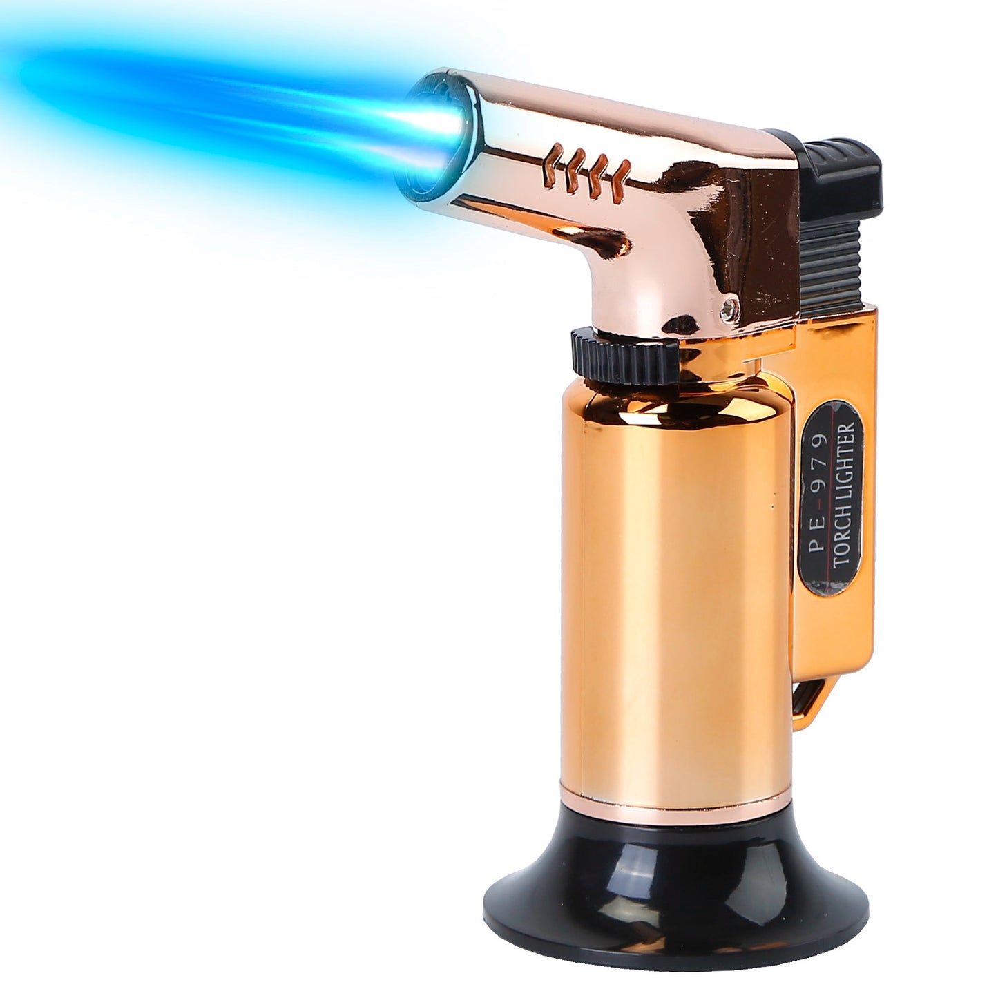 Culinary Butane Torch Lighter Refillable Blow Torch Flame Adjustable Flame Kitchen Cooking BBQ Torch w/ Fire Lock (Gas Not Included) - Gold -