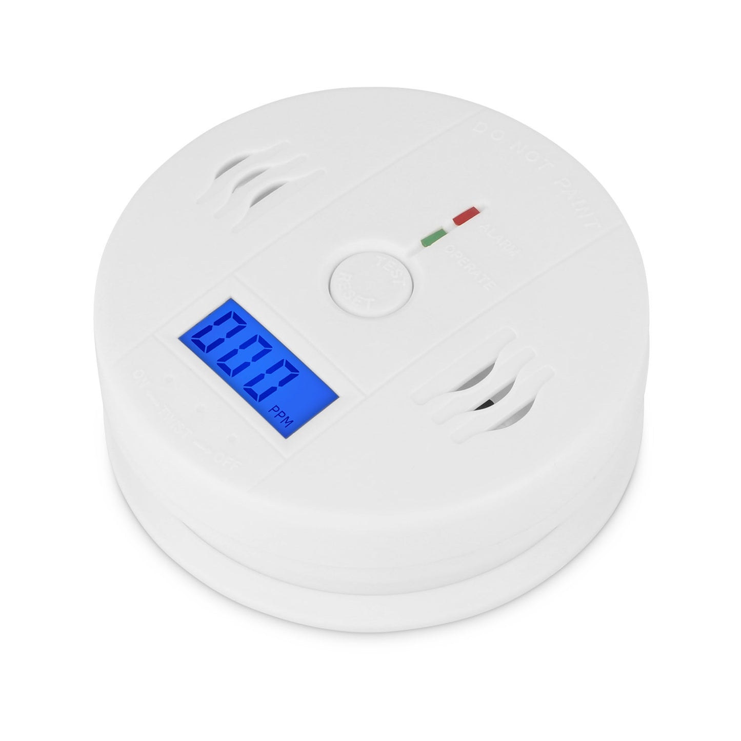 Battery Operated CO Carbon Monoxide Sensor Alarm - White -