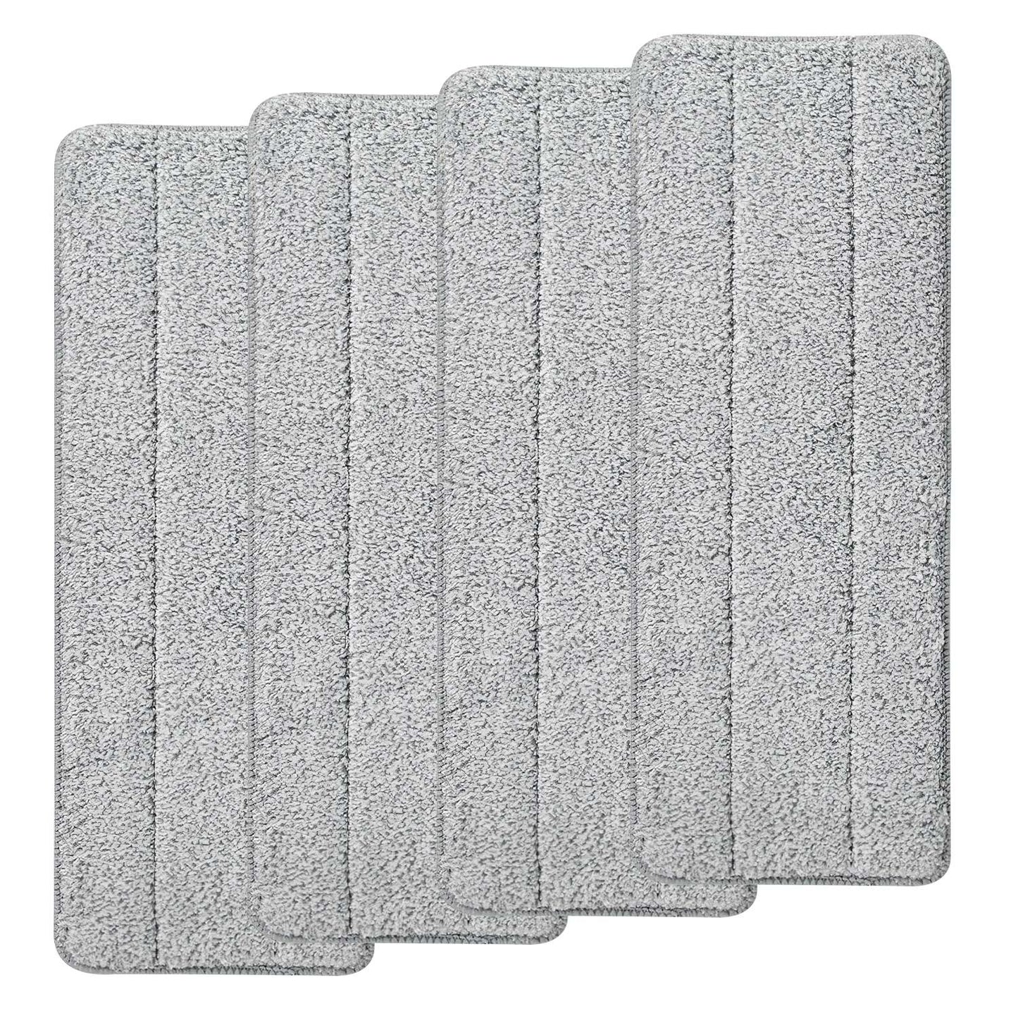 4Pcs Microfiber Mop Pads Reusable Machine Washable Cloth Mop Flat Replacements Head 15.35x4.92in for Wet Dry Floor Cleaning - Gray -
