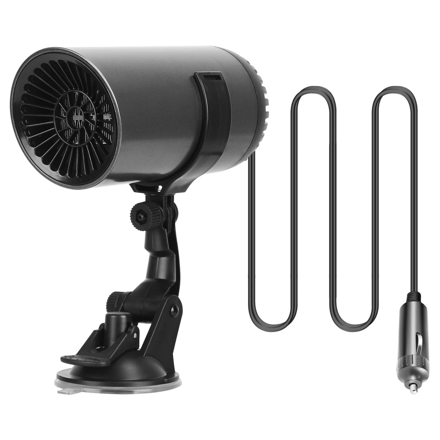 24V 150W Car Heater+Cooling Fan + Demister, 2 in 1, Rotatable & Portable, 4.92ft Cord - Black - 24V