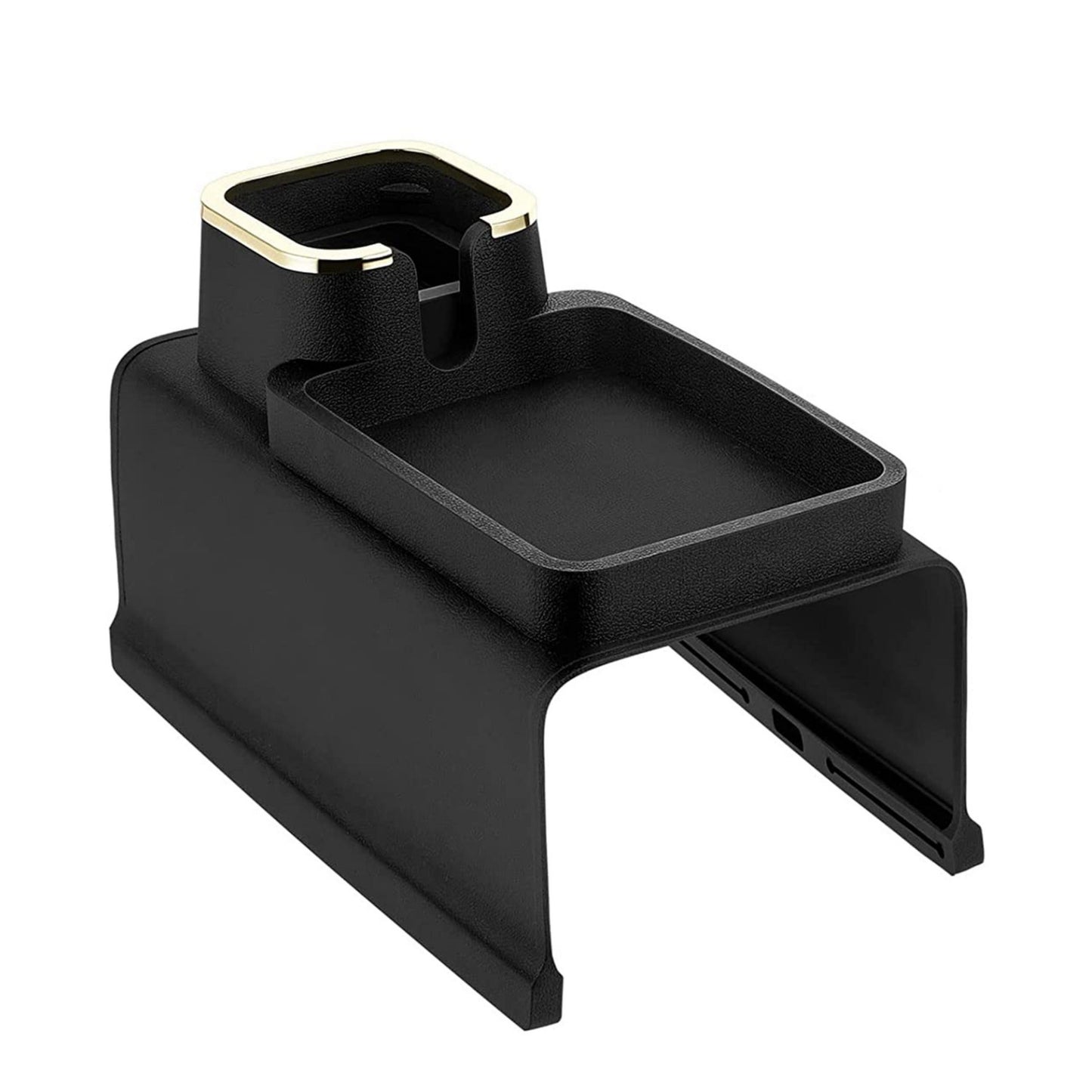 Cup Holder Tray for Couch Arm - Anti-spill Silicone Organizer for Cups, Bottles, Cans - Remote & Snack Armrest - 4 Specs - Black -