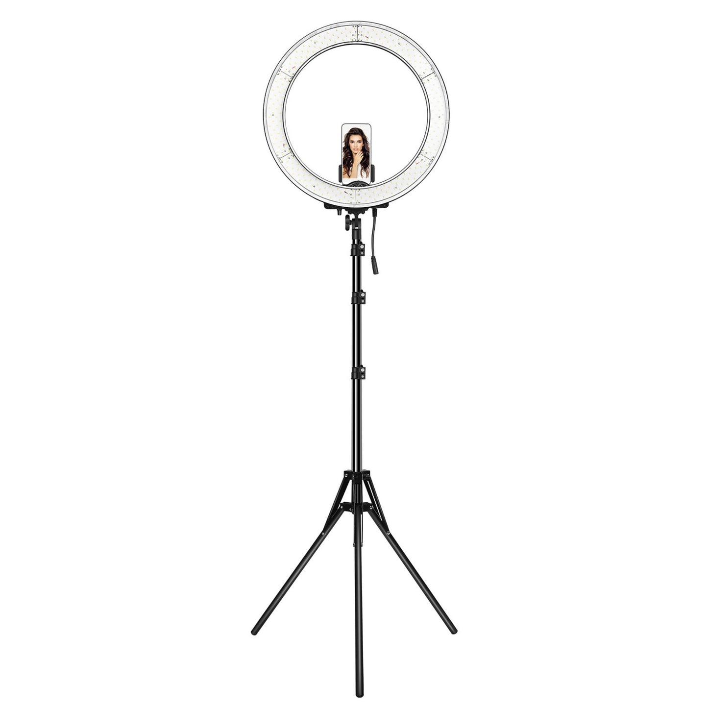 18" LED Ring Light Kit - Dimmable 55W, 3200K-5600K, with Tripod, Phone Holder, Carrying Bag - Perfect for Makeup, Video Shooting, Live Streaming - Black -