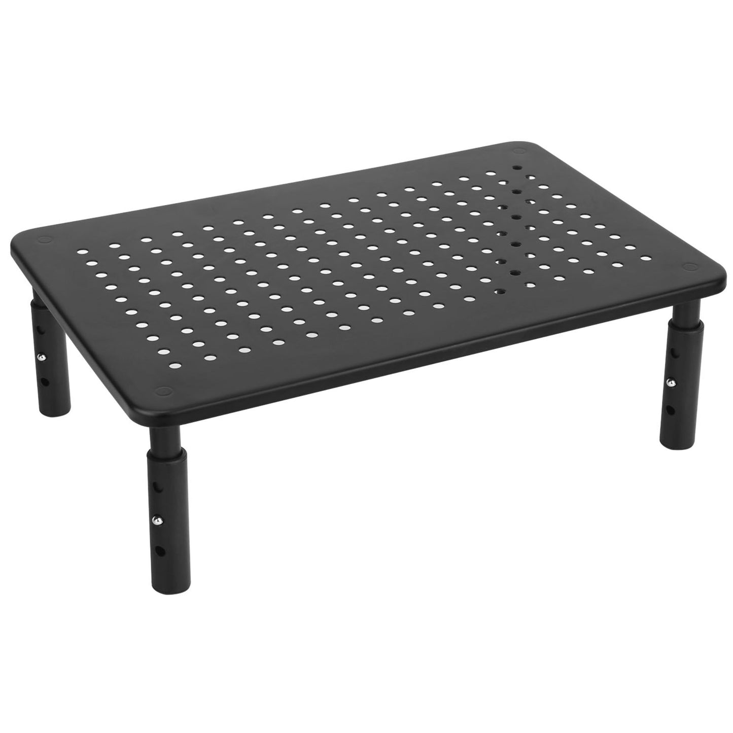 Adjustable Monitor Stand Riser | 3 Height | Ventilation | PC Laptop Printer Organizer - Black -