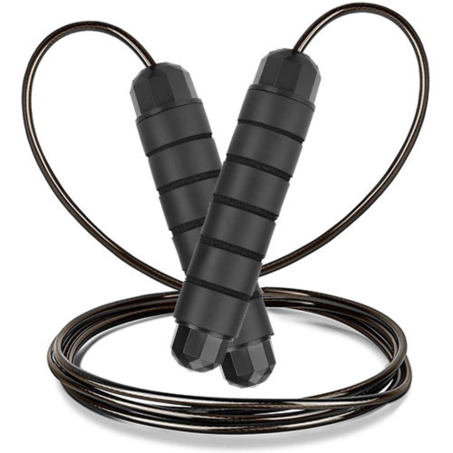 Adjustable Steel Jump Rope with Anti-Skip Foam Handle Grip - 3M/9.84FT Length - Perfect for Crossfit, Gym, and Aerobic Exercise - Black -