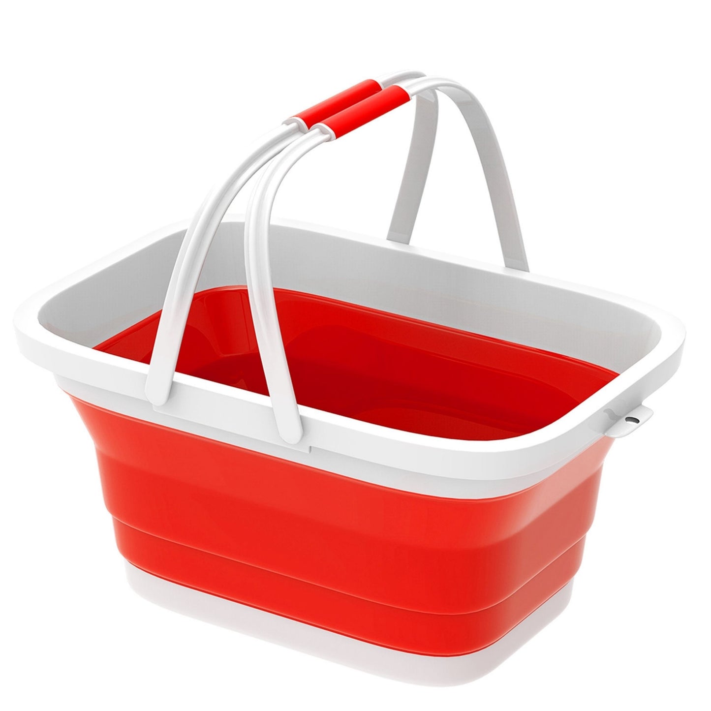 10L Collapsible Fruit Basket | Vegetable Sink Basin Tub | Space Saving | Ice Beverage Storage | Camping Picnic BBQ - Red -