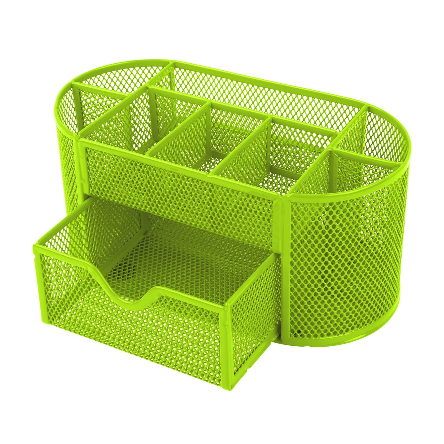 9-Compartment Metal Mesh Pencil Holder Desk Organizer, Pen Storage - Green -