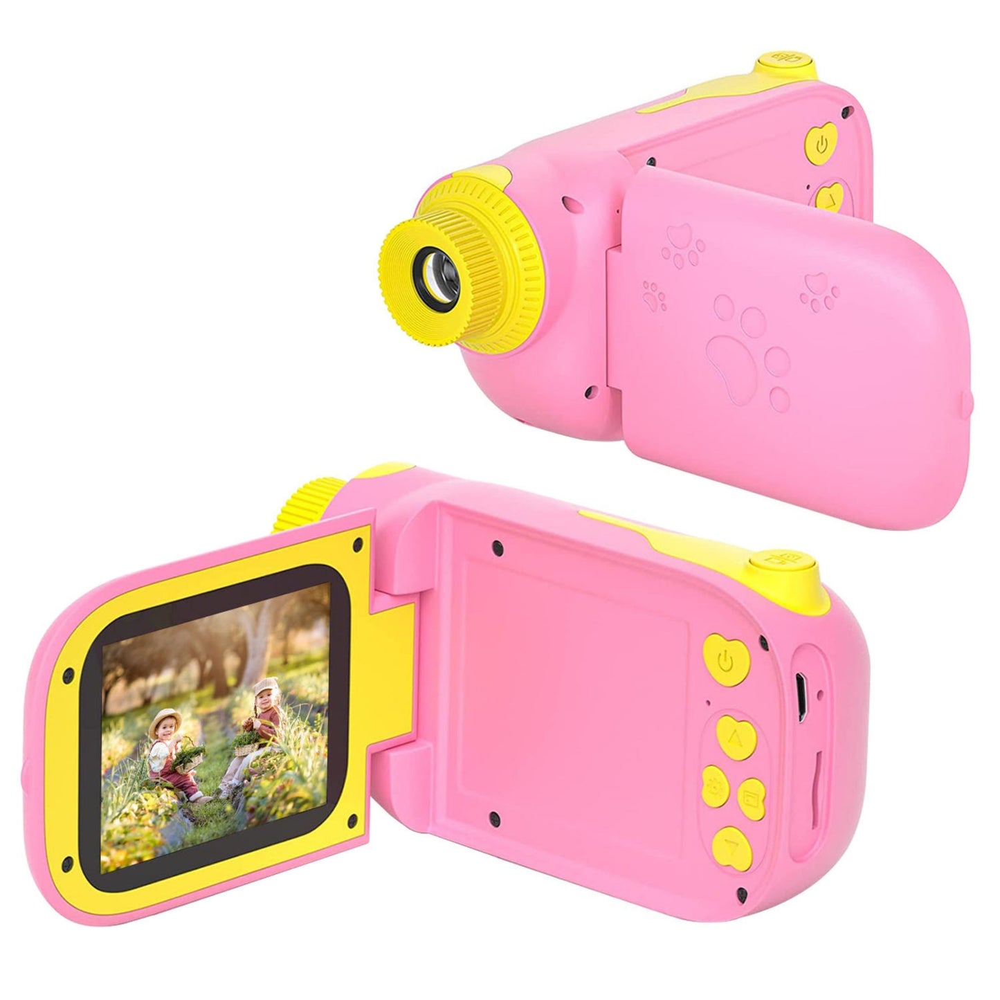 Children's 2.4in Video Camera with 4X Zoom, 5 Games, 32G MMC Card - Perfect Christmas/Birthday Gift, Ages 3-10. - Pink -