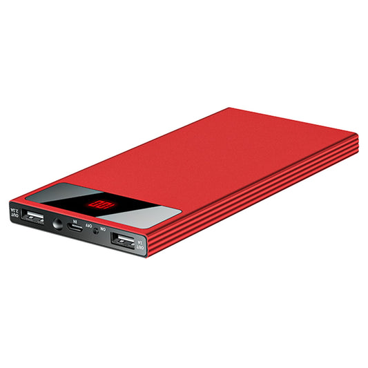 20K mAh Power Bank - Ultra-thin, Dual USB Ports, Flashlight, Battery Display - Red -