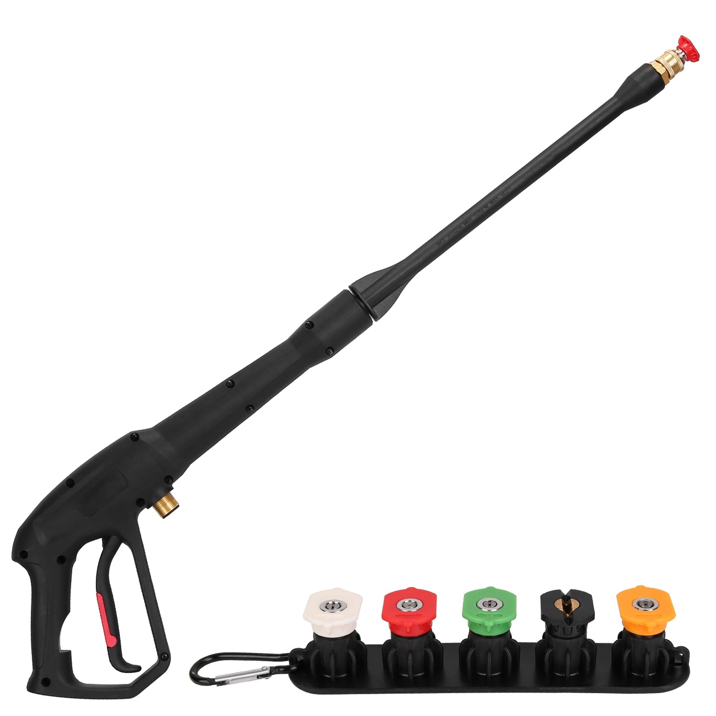 1/4in High Pressure Car Washer Sprayer 3000PSI Pressure Washer Gun Car Foam Sprayer with Jet Wand 5 Nozzle Tips M22-14 Connector - Black -