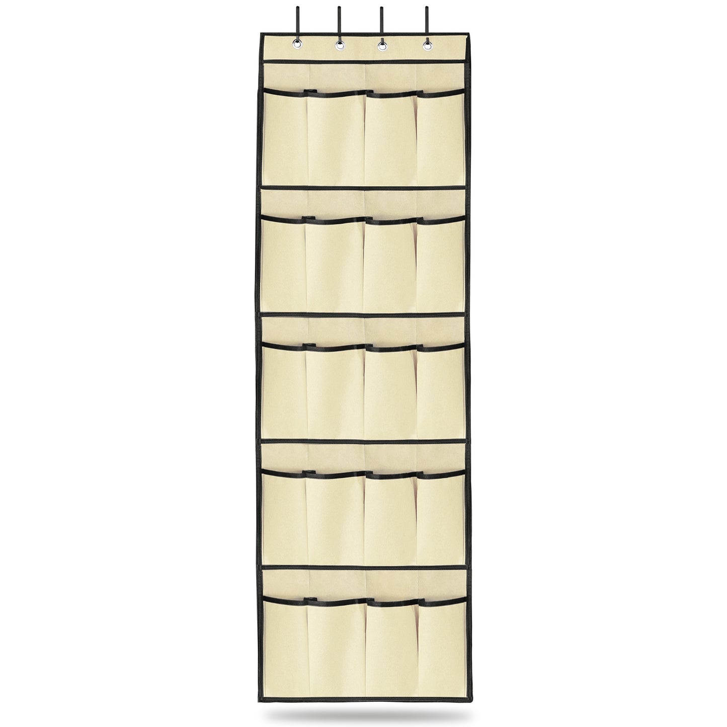 Over the Door Shoes Rack 20-Pocket Organizer 5-Layer Hanging Storage Shelf for Kids Shoes Closet Cabinet Slippers Small Toys - Beige -
