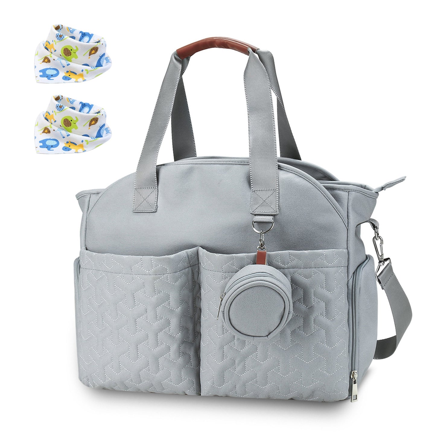Breast Pump Bag Diaper Tote Bag with Detachable Shoulder Strap Side Pocket Free Baby Bibs Compatible with Spectra S1 S2 Medela - Light Blue -