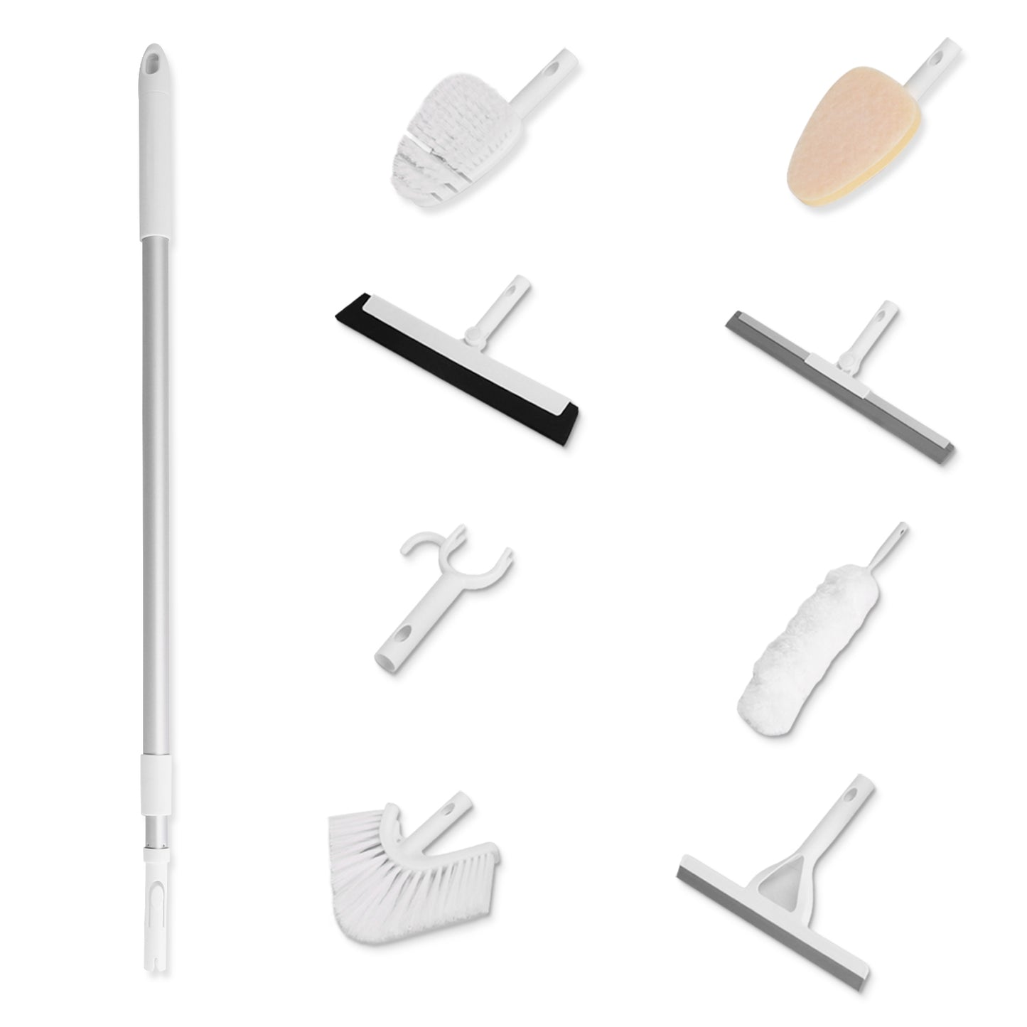 8 in 1 Tub And Tile Scrubber Cleaning Brush With 42.91in Long Handle Length Adjustable Rod Shower Cleaning Brush With Sponge Hard Bristles Gap Brush W - - 8-Heads