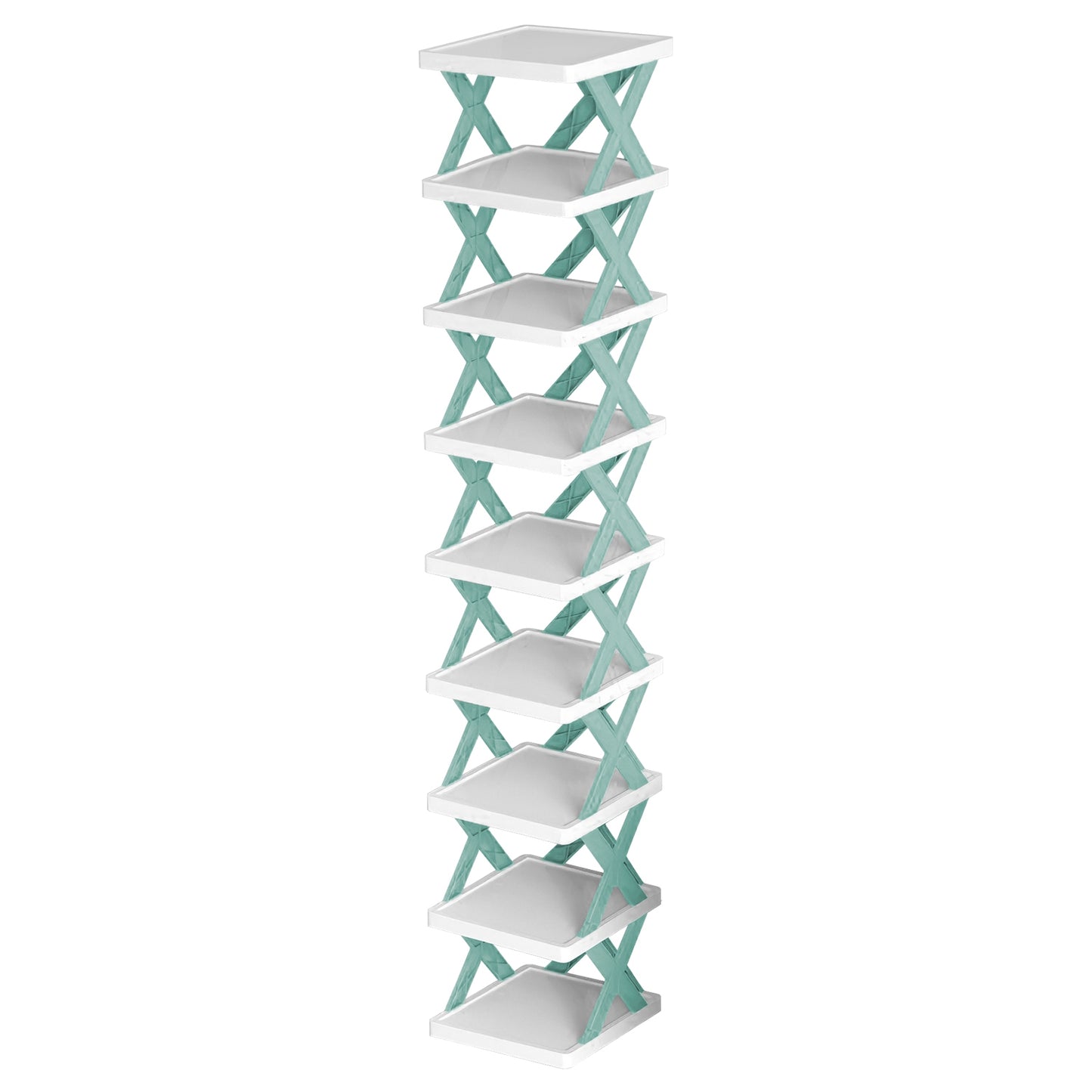 9Tier Narrow Entryway Shoe Rack Plastic Vertical Shoe Organizer Space Saving Free Standing Shoes Storage Shelf Closet Hallway - Blue - Blue