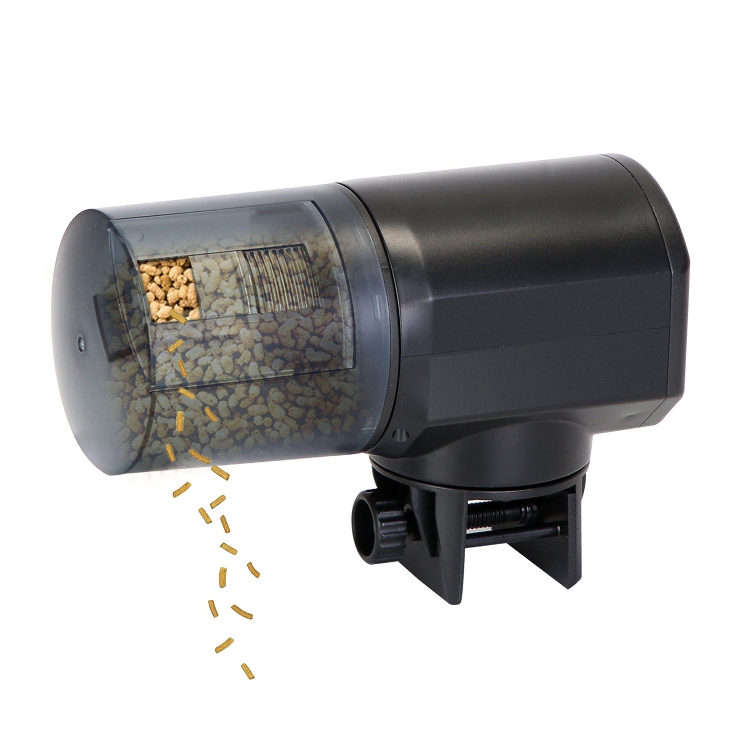 Automatic Fish Feeder 8.45OZ Capacity Electric Fish Food Dispenser for Fish Tank Aquarium Moisture-Proof Fish Feed Timer with 4 Programmable Modes Adj - Black -