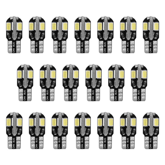 20Pcs T10 SMD5730 LED Light Bulbs 6000K Wedge Light Lamps Dome Map License Plate Car Interior Festoon Lights Kits