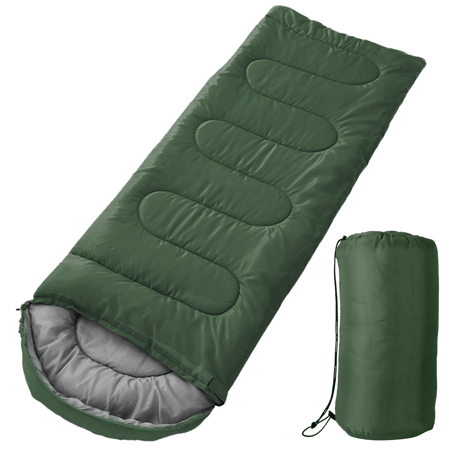 Camping Sleeping Bags for Adults Teens Moisture-Proof Hiking Sleep Bag with Carry Bag 32-50? for Spring Autumn Winter Seasons - Army Green -